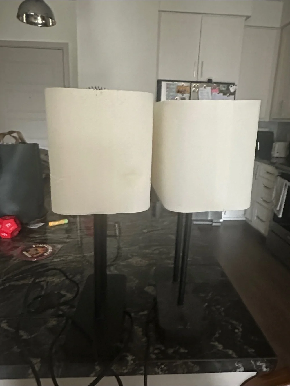 Home Accents Black Table Lamps with Cream Drum Shades - Set of 2